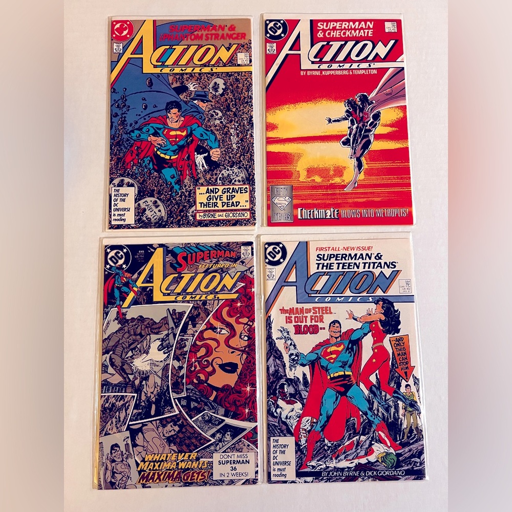 Superman Action Comics 1987 1988 1989 DC Comics Lot of 4 in Protective Sleeve